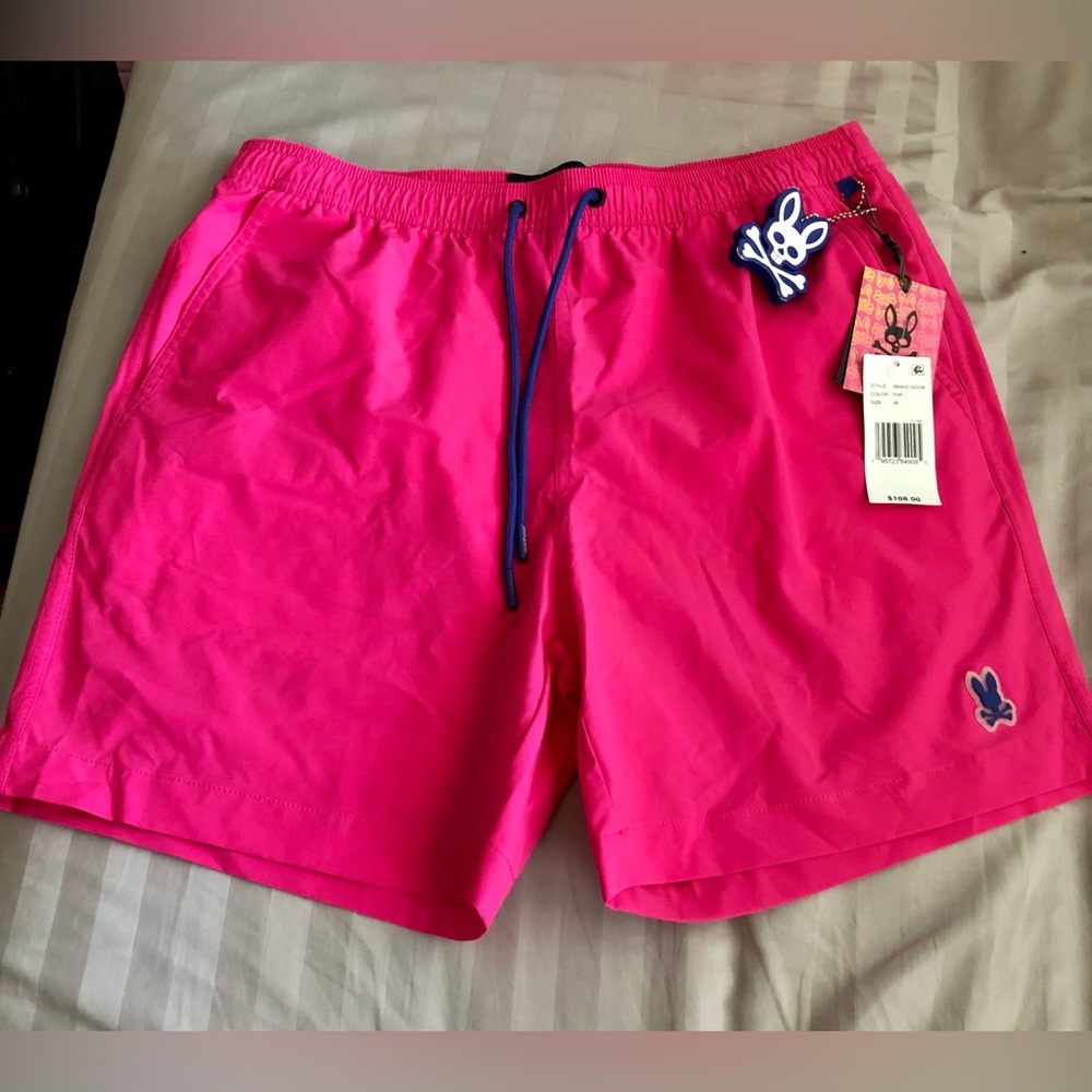 Psycho Bunny Swim Trunks with water changing material- Hot Pink size Medium